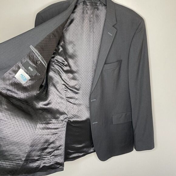 HUGO BOSS Suit Jacket Mens 44R 2-Button Gray Pinstripe Virgin Wool Super 100 - Picture 5 of 11